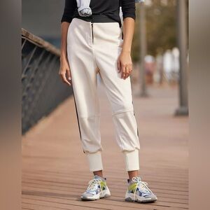 NWOT Sweaty Betty High-Waisted Riley Cuffed 2-Tone Jogger Pants Alabaster Size 8